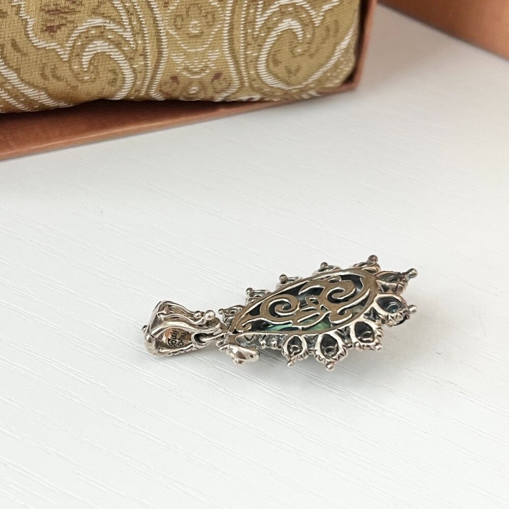 Barbara Bixby Sterling Silver Garnet and Topaz Gemstone Paisley Enhancer - Picture 4 of 5